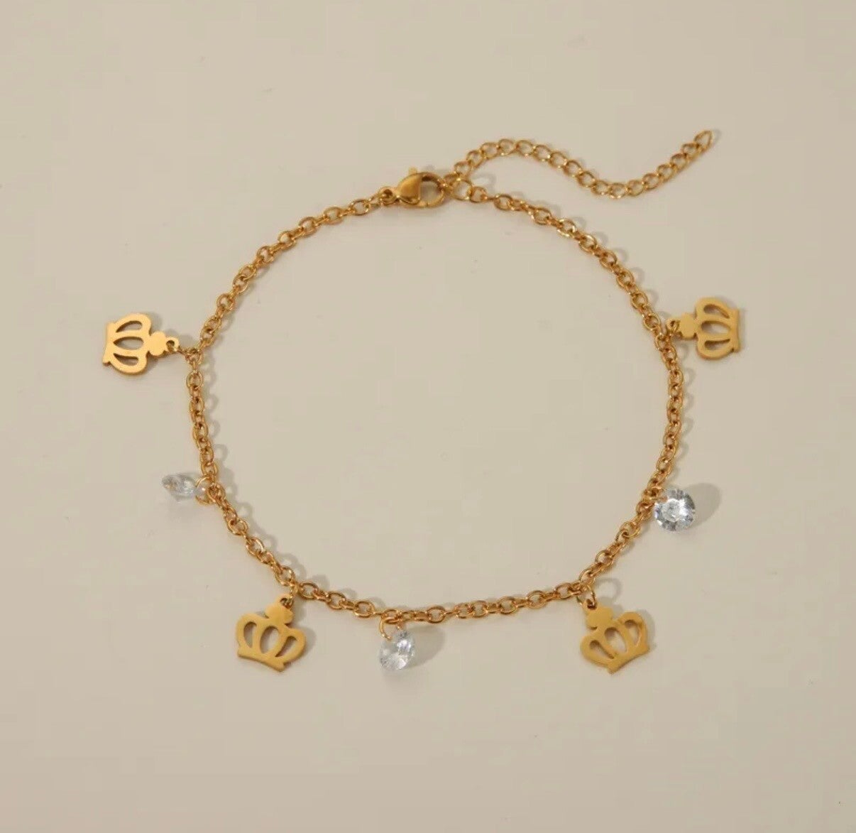 Crown Gold Anklet Chain