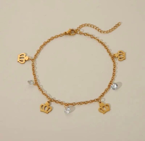 Crown Gold Anklet Chain