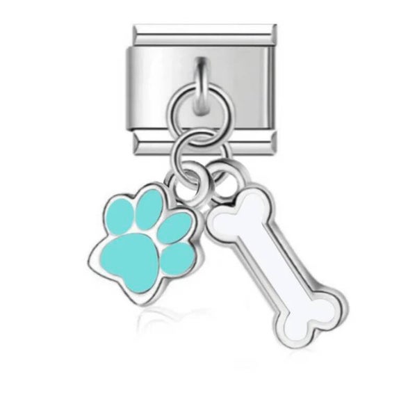 Blue Toe & Bone Silver Charm
