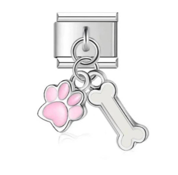 Pink Toe & Bone Silver Charm