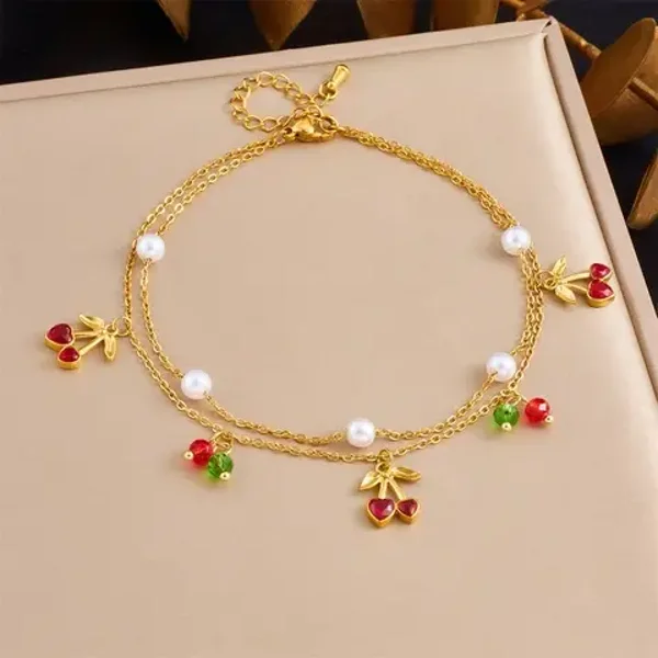 Berry Summer Sparkle Gold Anklet