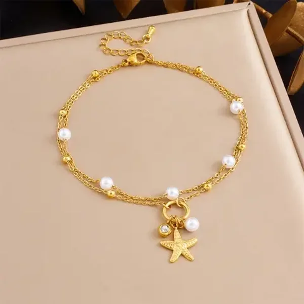 Sea Star Elegance Gold Anklet