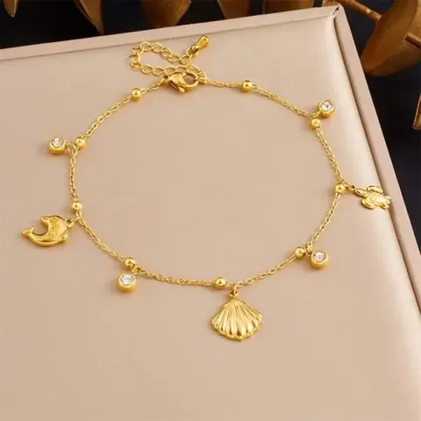 Sparkling Ocean Gold Anklet
