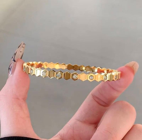 Hexagonal Shape Gold Bracelet
