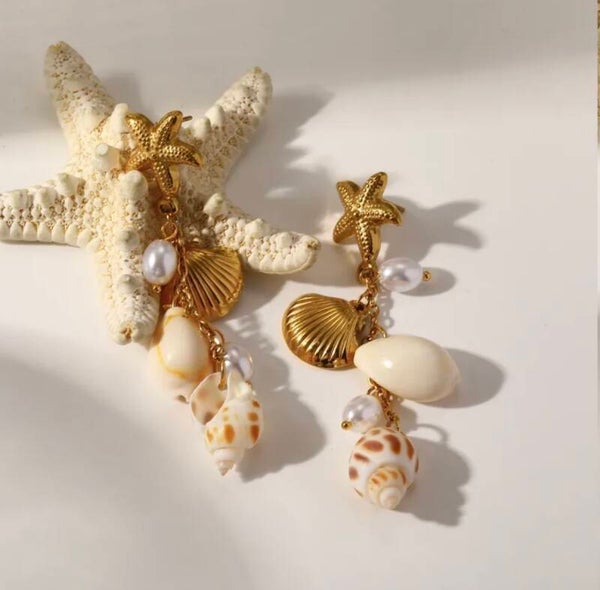Starfish Tide Gold Earrings