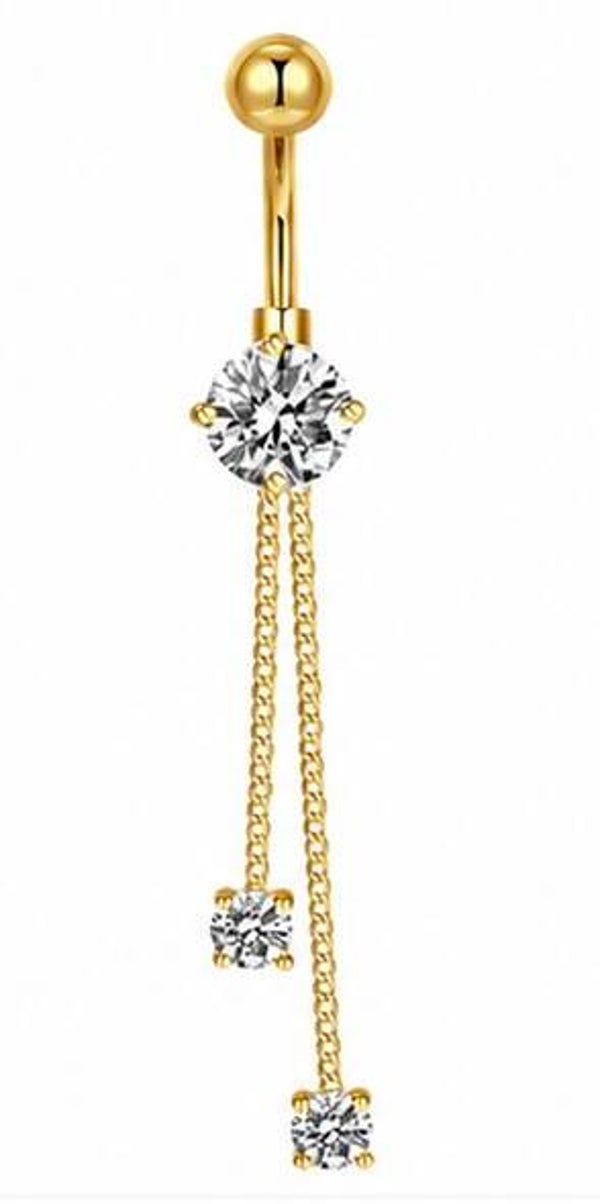 Double Line Gold Belly Piercing