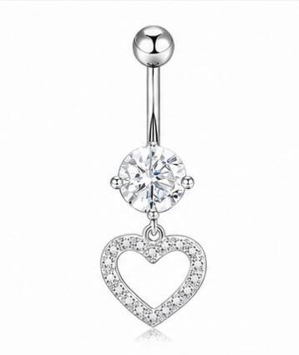 Heart Zircon Silver Belly Piercing