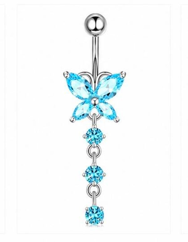 Blue Butterfly Tail Belly Piercing