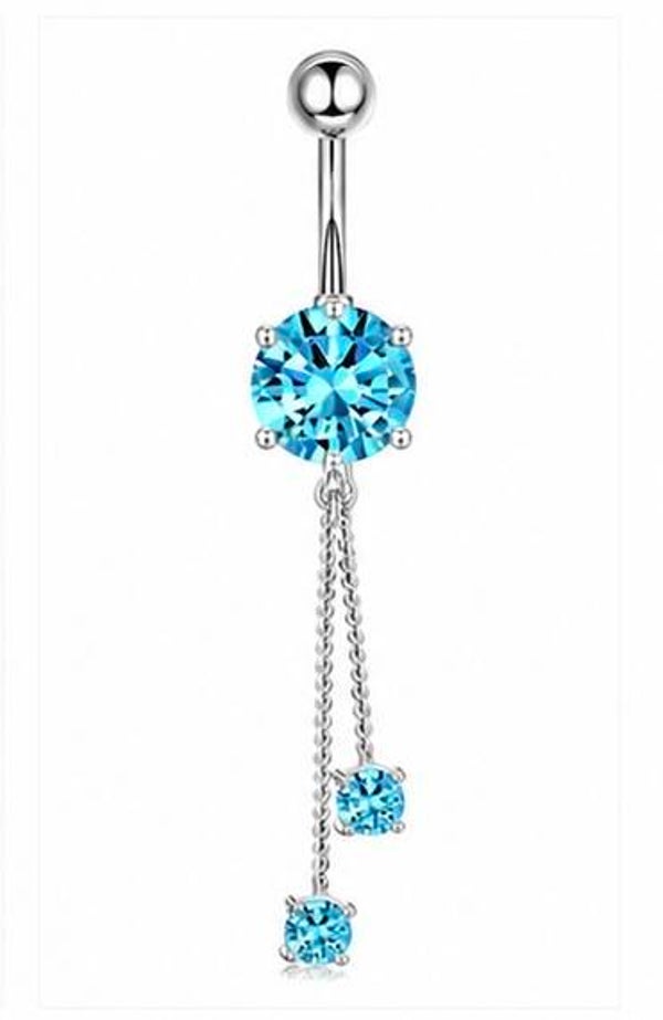 Blue Double Line Belly Piercing
