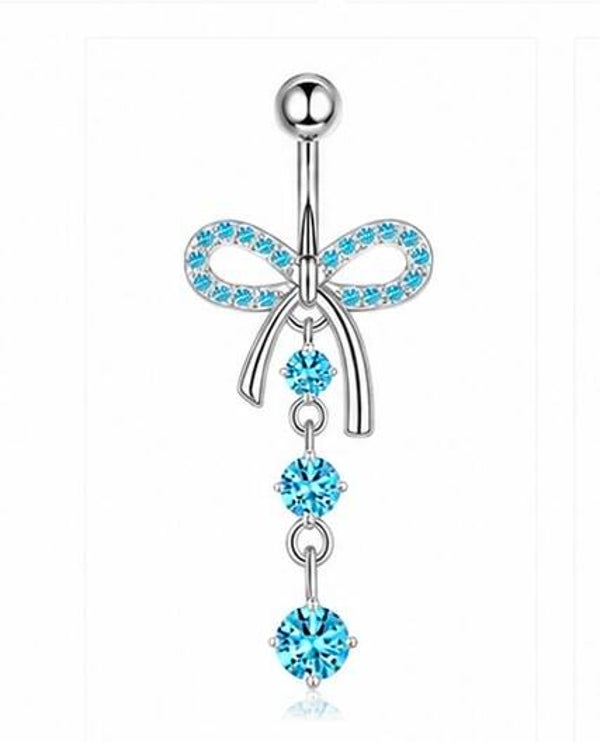 Blue Bow Tail Belly Piercing