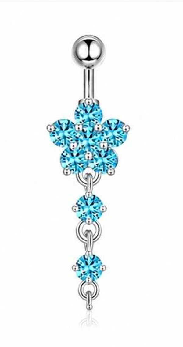 Blue Flower Tail Belly Piercing