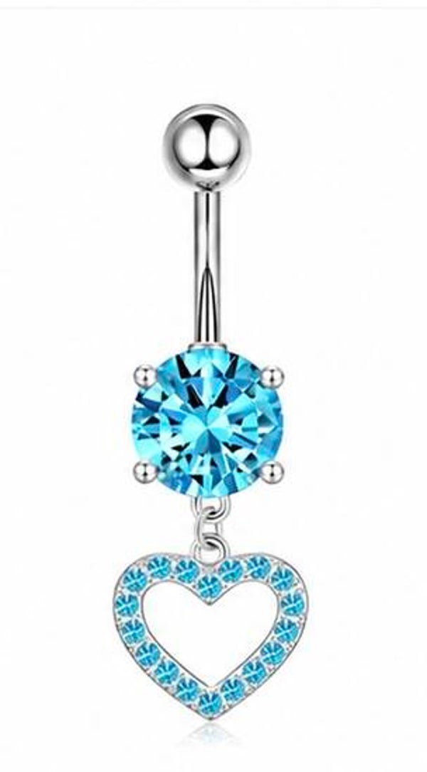 Heart Blue Zircon Belly Piercing