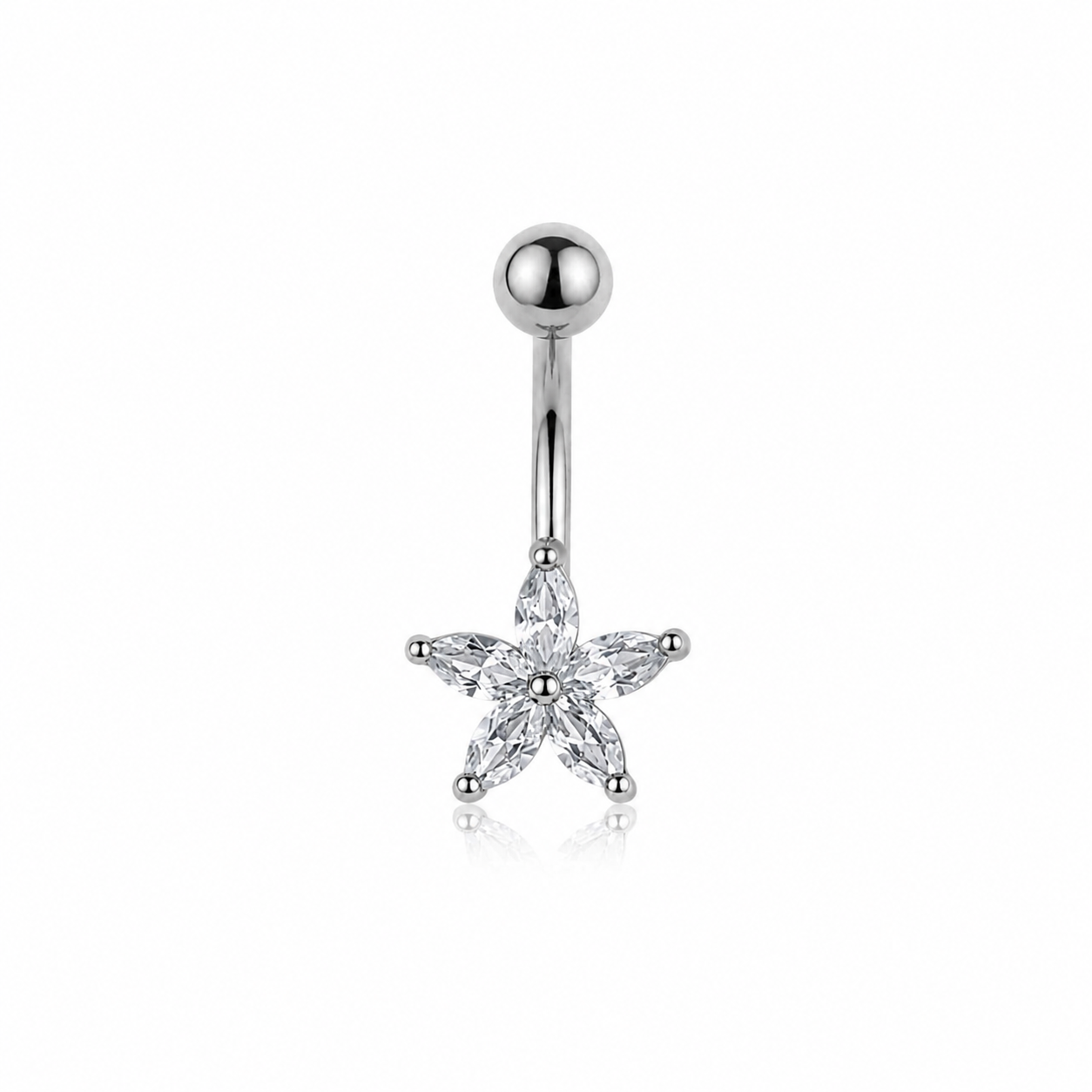 Flower Belly Piercing Silver