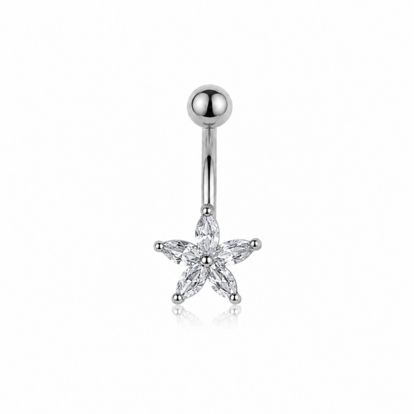 Flower Belly Piercing Silver