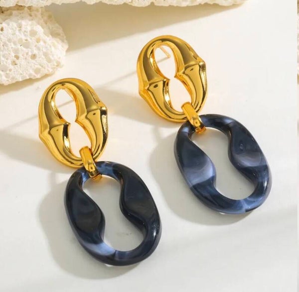 Blue Duala Gold Earrings