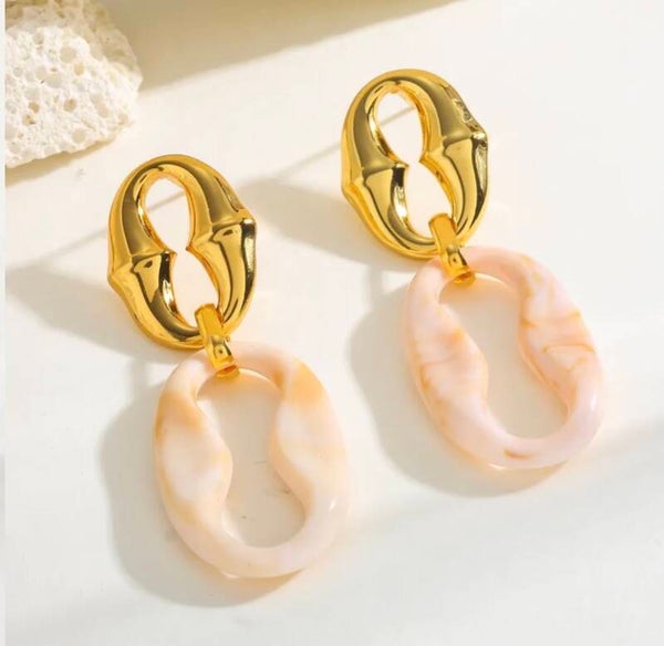 Pink Duala Gold Earrings