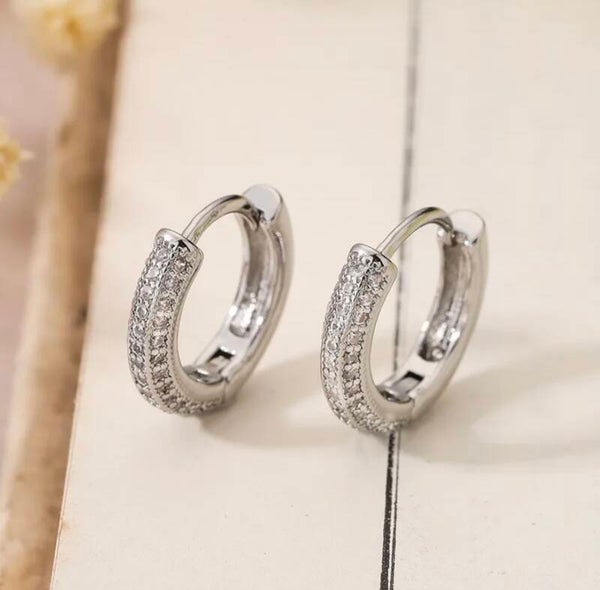Mini Zircon Silver Hoops