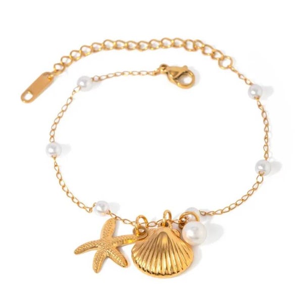 Pearl & Shell Gold Bracelet