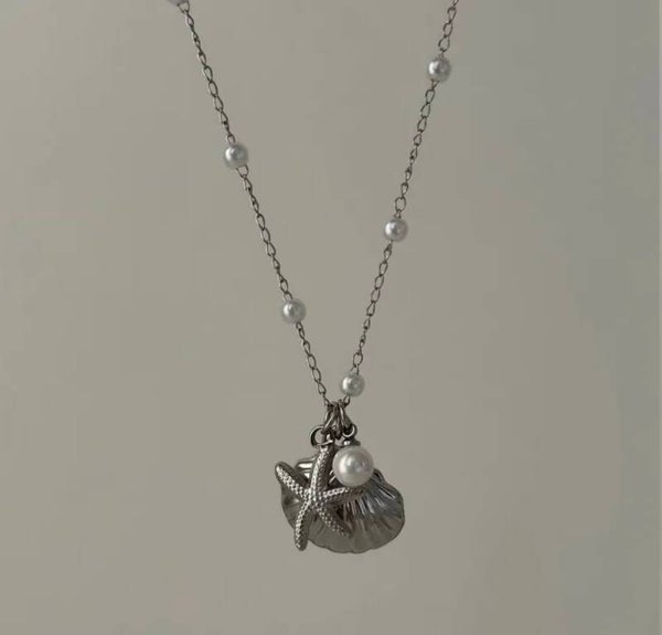 Pearl & Shell Silver Necklace