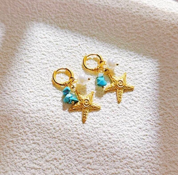 Summer Starfish Gold Earrings