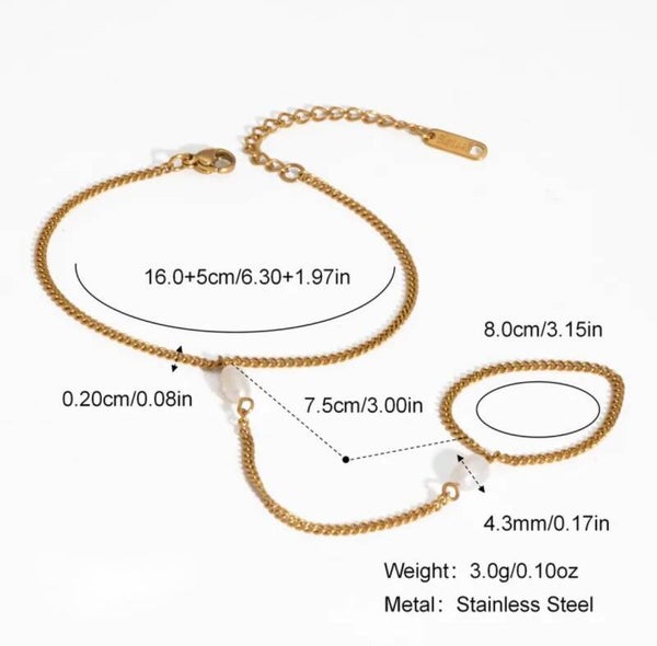 Pearl Dots Gold Ring Bracelet