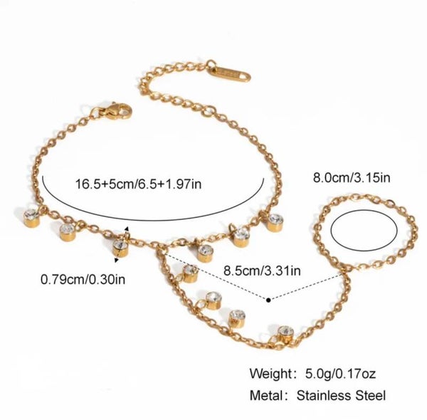 Zircon Gold Ring Bracelet