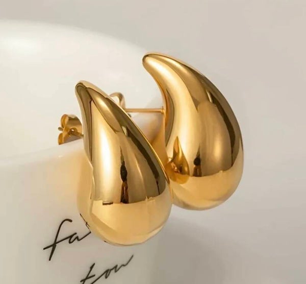 Big Water Droplets Earrings Gold