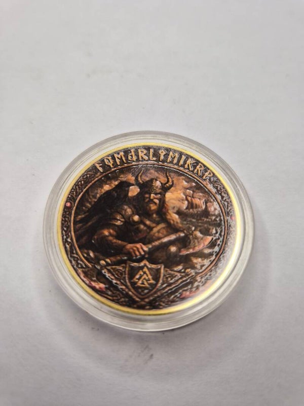 Pièce commémorative viking et loup Fenrir