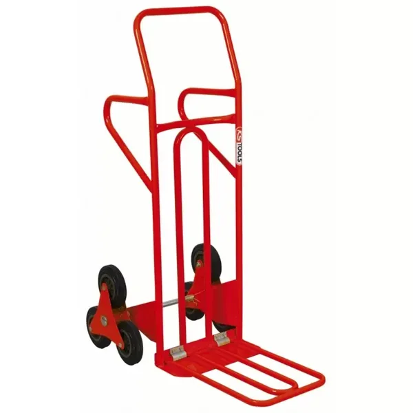Diable spécial escalier KsTools avec bavette repliable et roues pleines Charge 250 kg