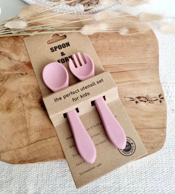 Siliconen lepel en vork