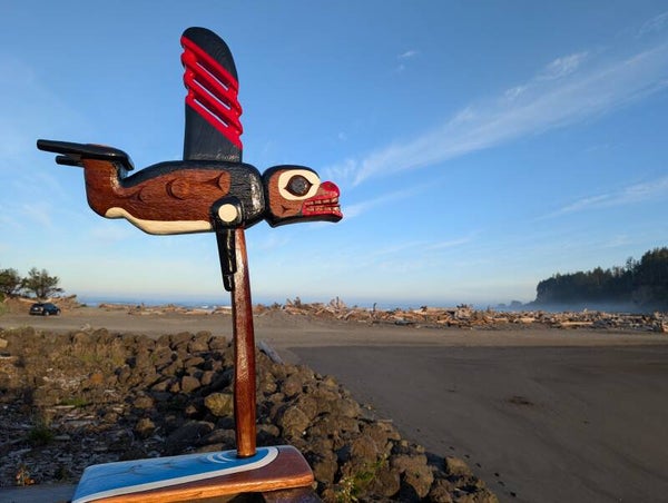 2.5 foot x 2.5foot red cedar Killer Whale totem. 4.5foot overall hight