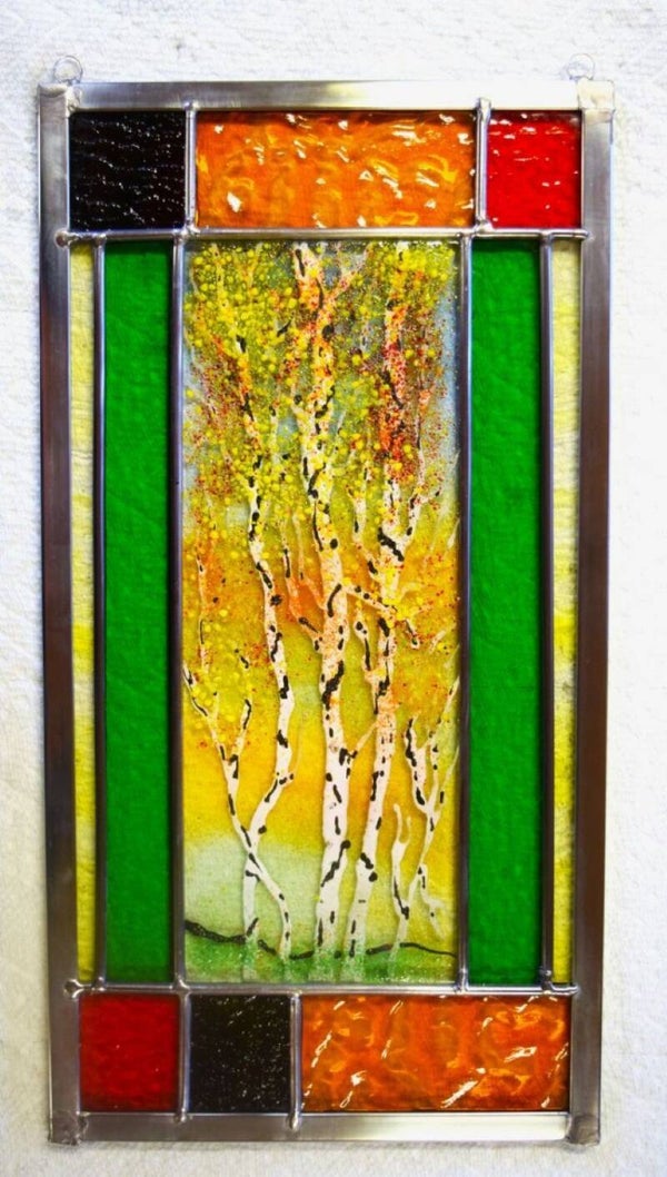 Fused glass Aspens Tree panel.