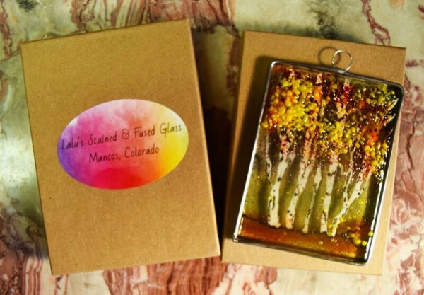Small fused Aspen Trees in gift box.