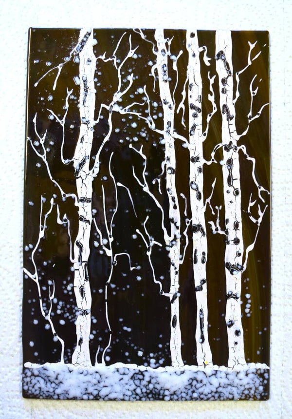 Midnight Fused Glass Aspens