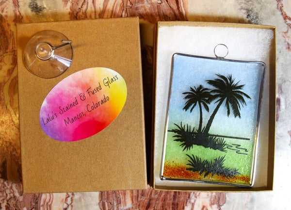 Small fused Palm Tree in gift box.