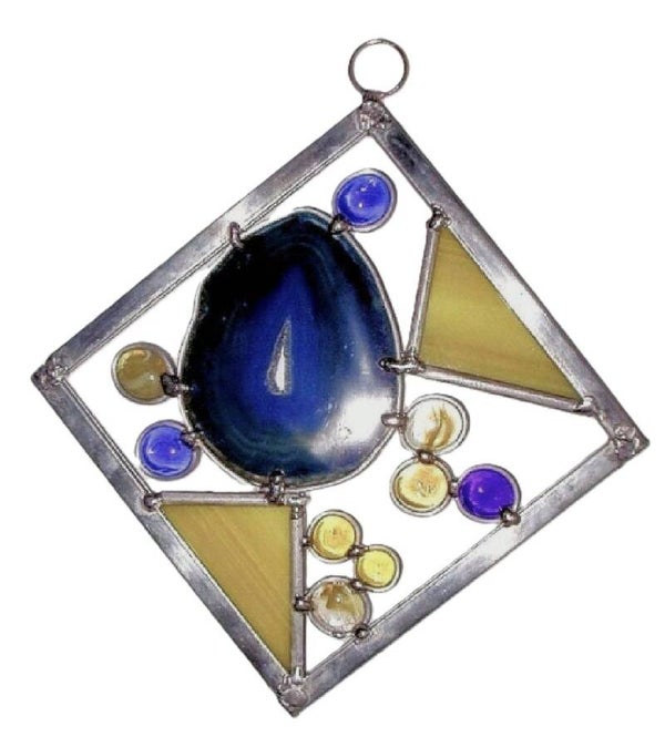 Stained glass "Square" with agate.
