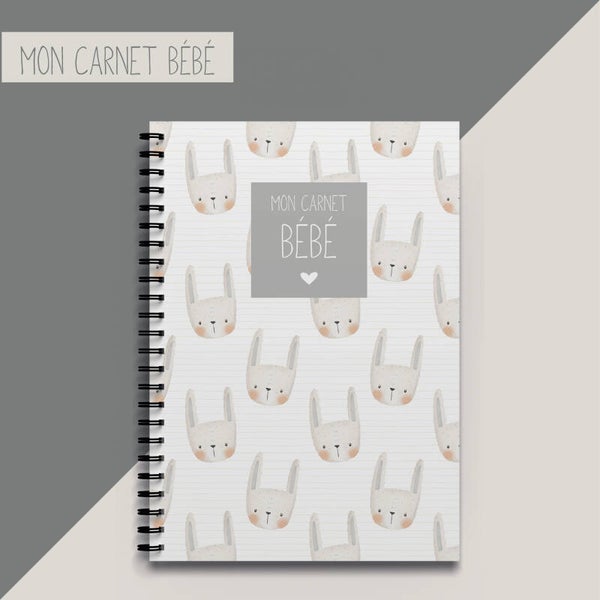 Carnet bébé 0 à 5 ans à remplir – Album A4 souvenirs naissance & enfance – Journal bébé grossesse à 5 ans  _ Lapin