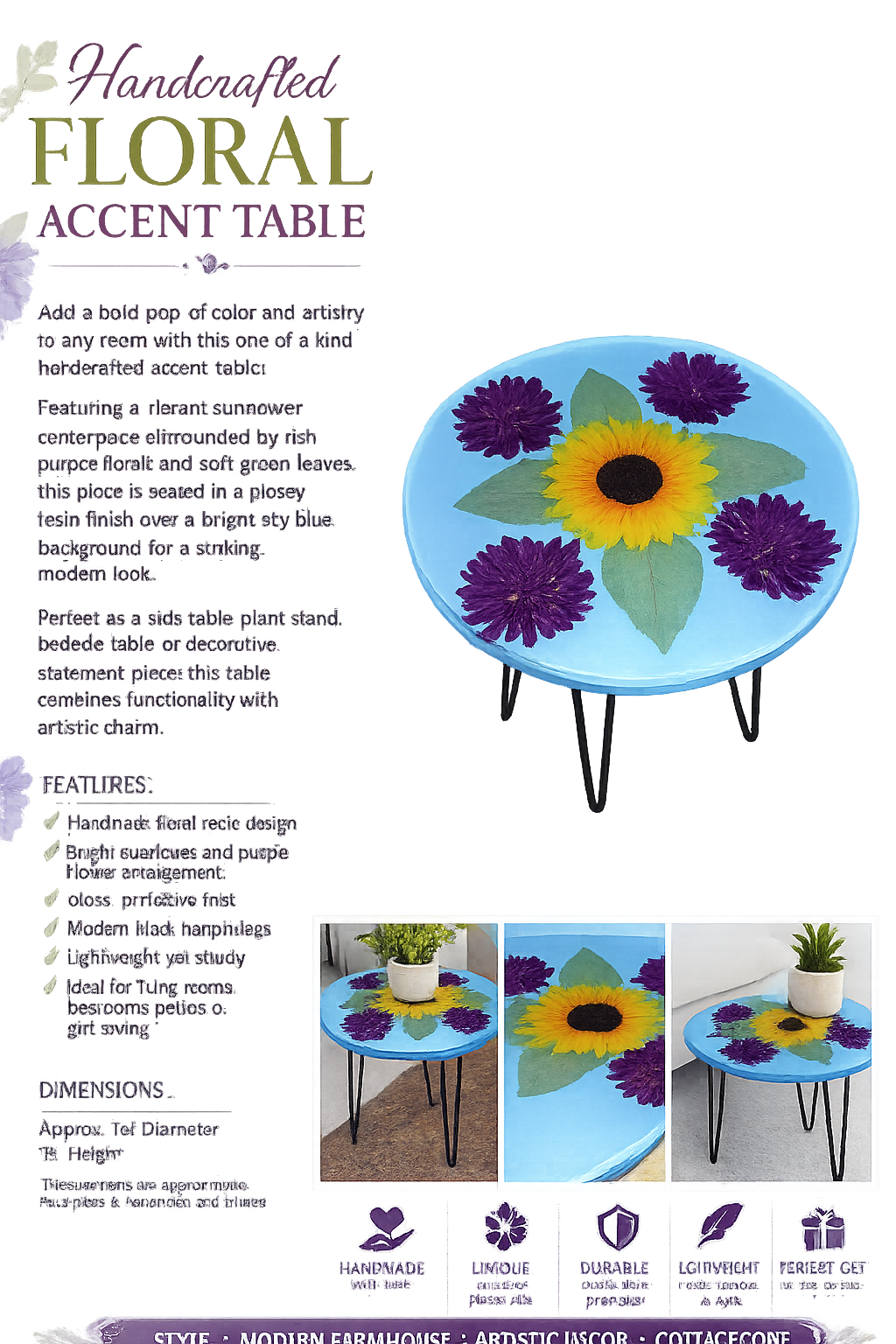 Table Blue Floral