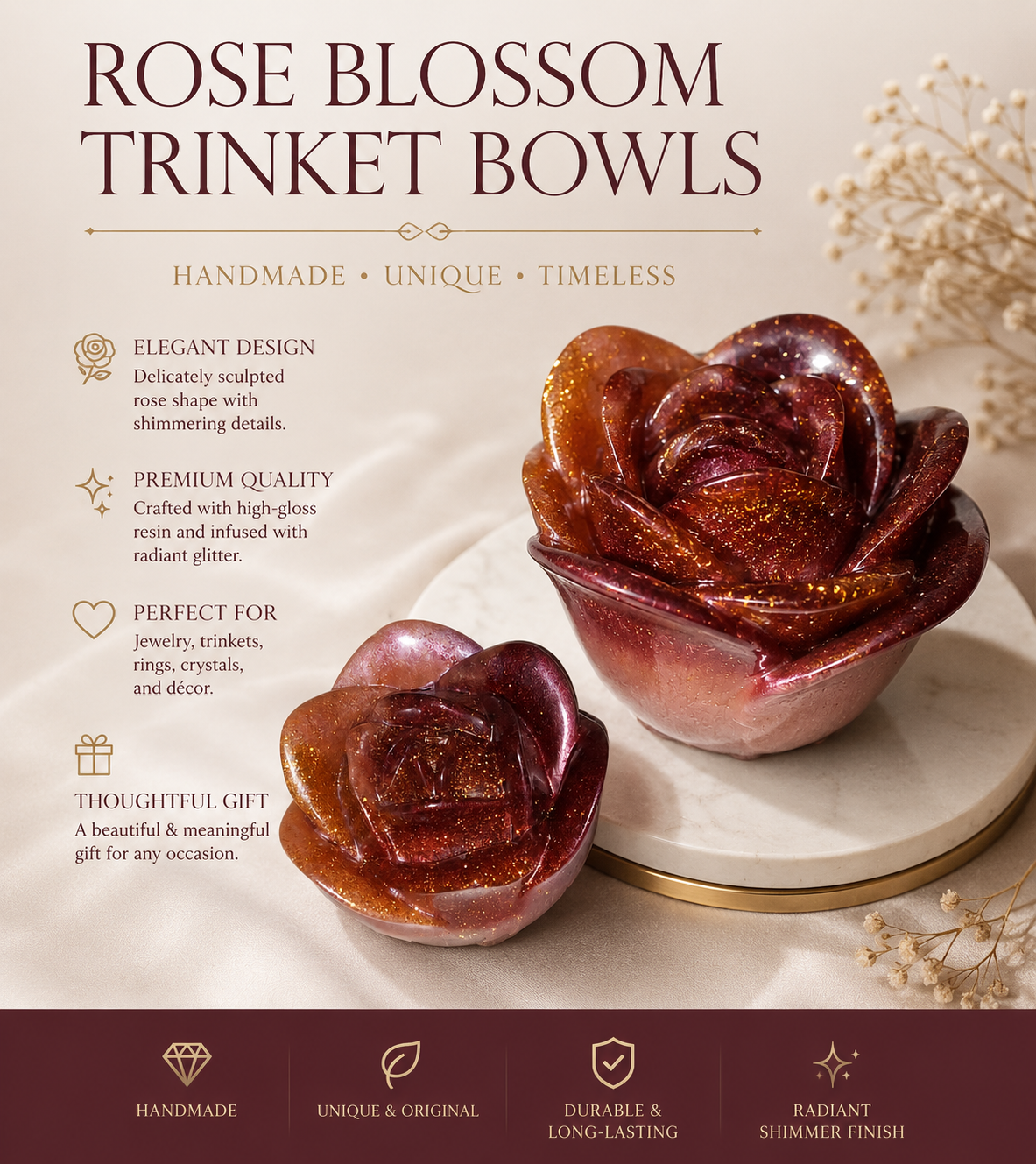 Rose Blossom Trinket Bowl