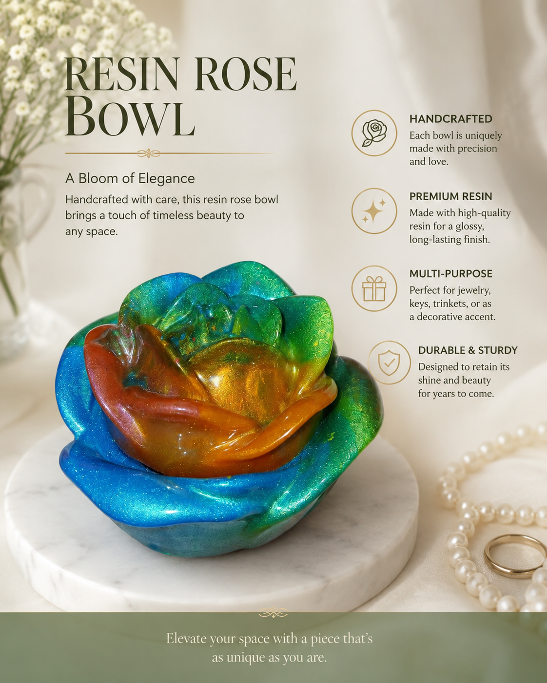 Rose Blossom Trinket Bowl