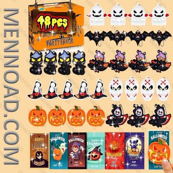 Box van 48 Halloween Pop Fidget sleutelhanger
