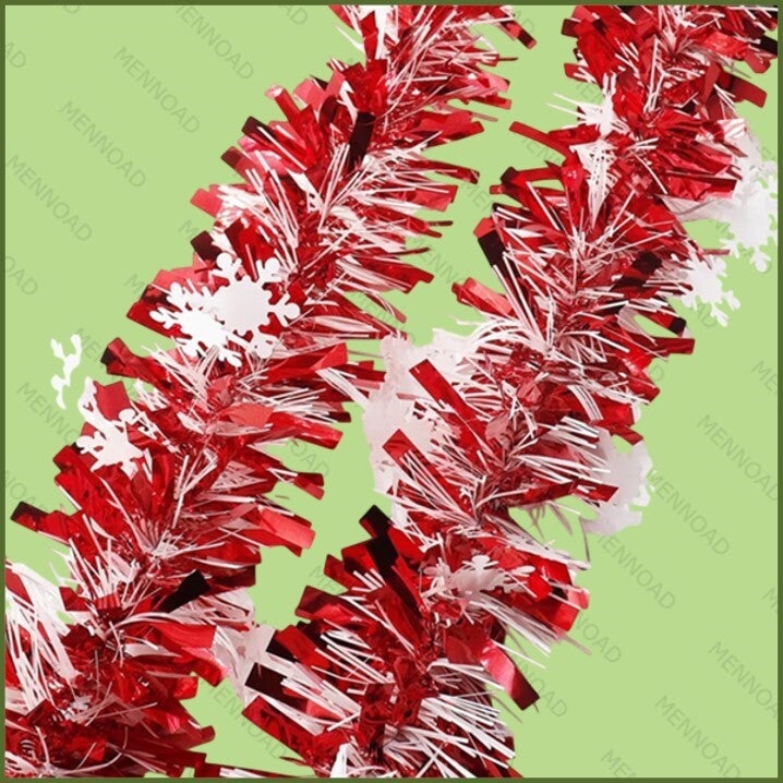 Tinsel met sneeuwvlokken Rood en wit 10m