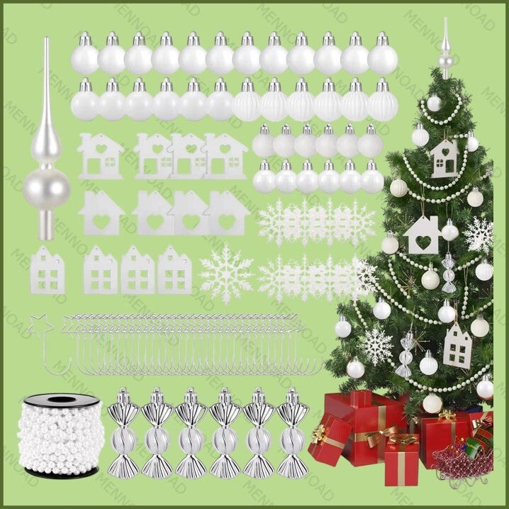 66 stuks witte kerstballen, kerstboomversiering