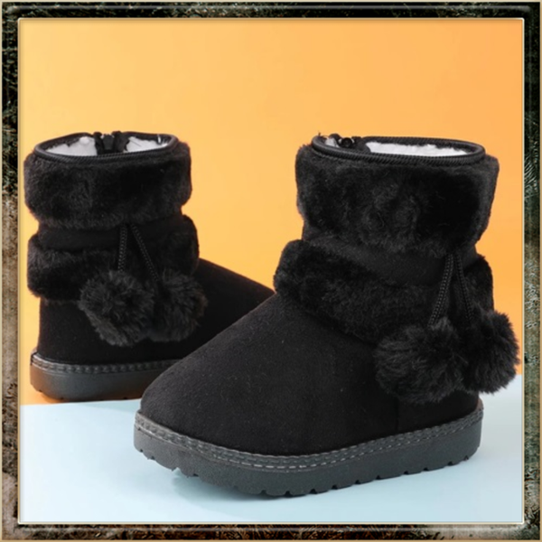 Klassieke peutersneeuwlaarzen, schattige POMPON Flock winterlaarzen