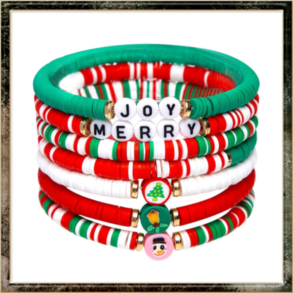 Stapelbare Kerst Armbanden Set of 6