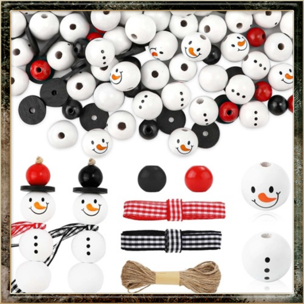 150 stuks kersthouten kralen, voor 30 sneeuw poppen