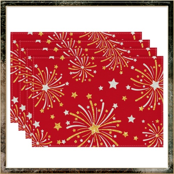 Rode vuurwerk Nieuwjaar placemats set van 4