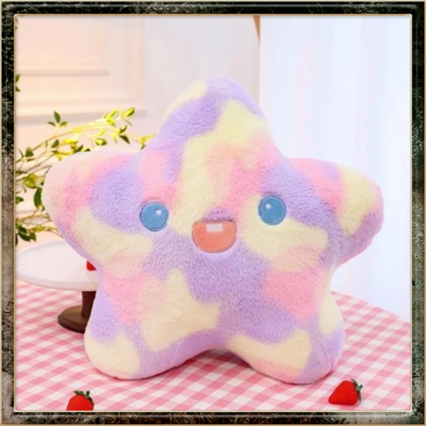 Regenboogkleurige sterren pluche kussen