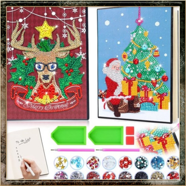 2 Kerst knutselen, A5 notitieboekje Diamond painting