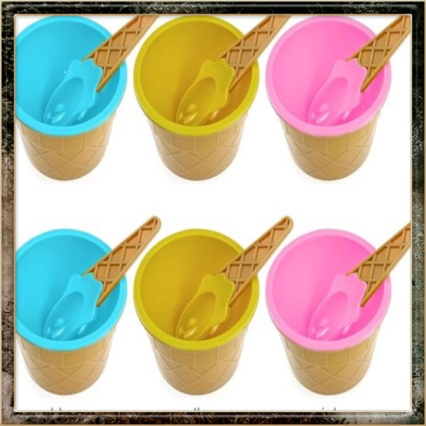 Set van 6 ijsdesserts kommen en bijpassende lepels